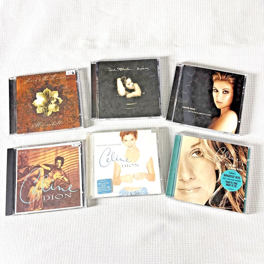 Lot of 6 Music CDs - Sarah McLachlan & Celine Dion